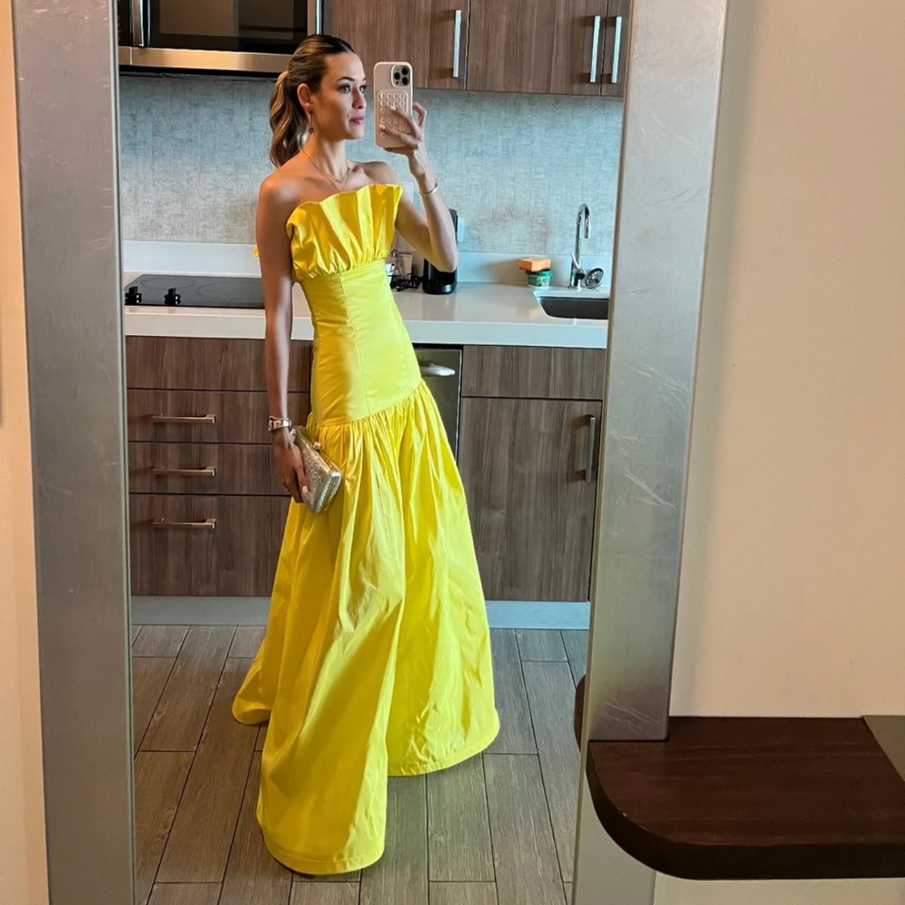 Custom Vibrant Strapless Yellow Gown